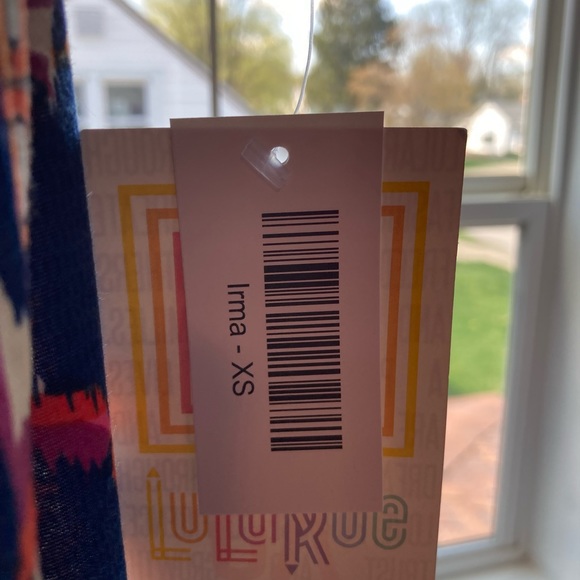 LuLaRoe Blue Orange Chain Link Diamonds Irma XS - Picture 3 of 3